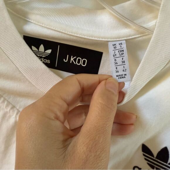 ADIDAS Originals X J-KOO Asymmetric Ruffle-trim Cotton-jersey T-shirt S - Picture 6 of 15